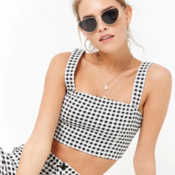 Zara Tops - GINGHAM CROP TOP